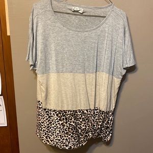 Gray, Cream, and Cheetah Knot Shirt